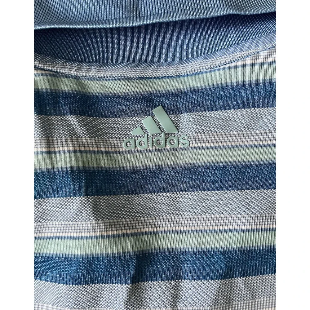 Adidas ClimaCool Blue Striped Golf Polo Men’s Size L‎